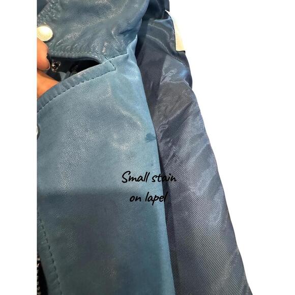 Deadwood Blue Leather Jacket - Size 40 - Picture 9 of 9